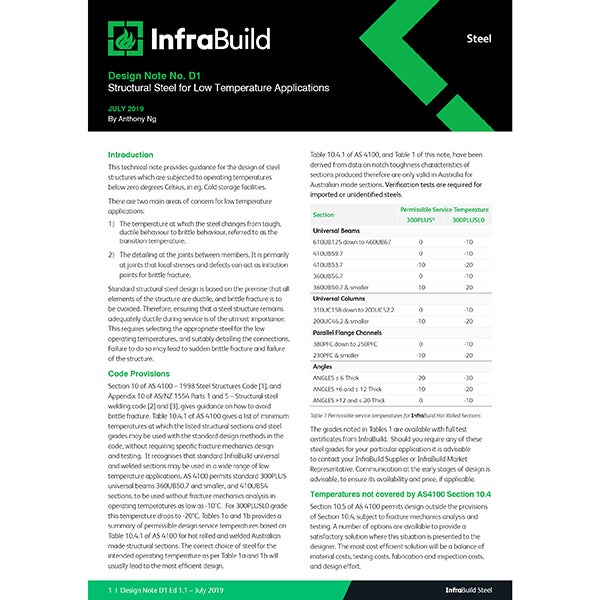 Design Note D1 Structural Steel for Low Temperature Applications 2004