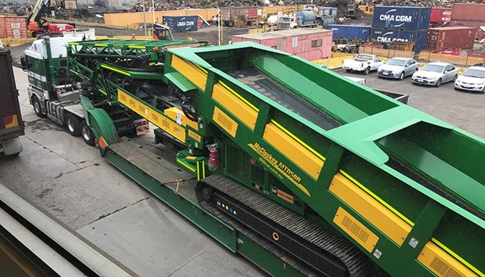 New truck unloader being delivered